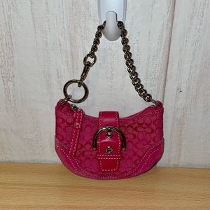 Coach Pink Y2K Micro Mini Signature Keychain Bag Charm Coin Purse